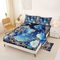 thumbnail image 2 of Feelyou Galaxy Blue Fish Animal Full Size Sheets for Kids Boys, Western Boho Flower Floral Bed Sheets, 4pcs, 2 of 5