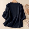 thumbnail image 4 of Lumtrix Linen Sets for Women 2 Piece Casual Summer 3/4 Sleeve Shirts Wide Leg Pants with Pockets Work Suits Lounge Outfits Black L, 4 of 4