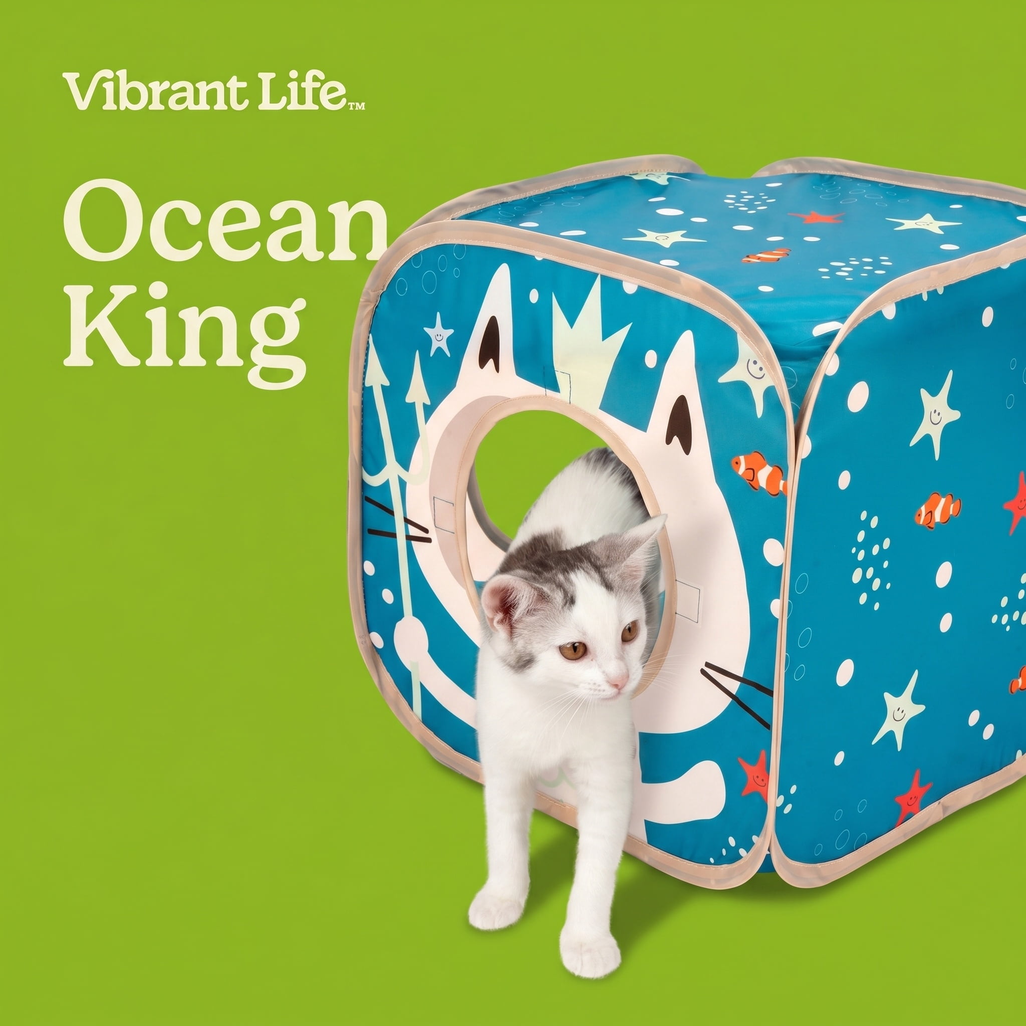 Vibrant Life Pop Open Collapsible Mermaid Cat Cube, Blue