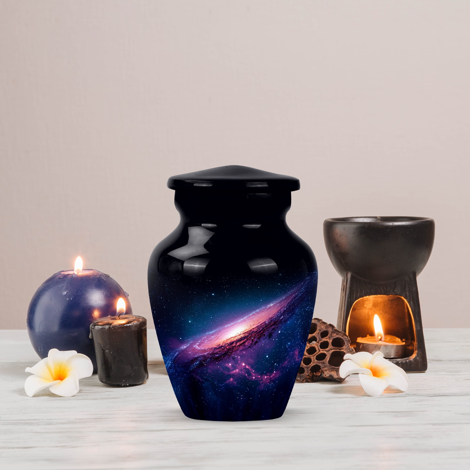 MUKTIVE Galaxy Cremation Urns for Human Ashes Adult Man 3 Inch, Small keepsake Urn for Ashes Adult Male, Decorative Black Urns for Memorial, Funeral Urn for Dad for Burial