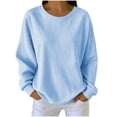 thumbnail image 5 of AKOEE Striped Sweatshirts for Women Crewneck Baggy Pullover Long Sleeve Tops Casual Loose Fall Winter Sweaters (XL, Light Blue), 5 of 8