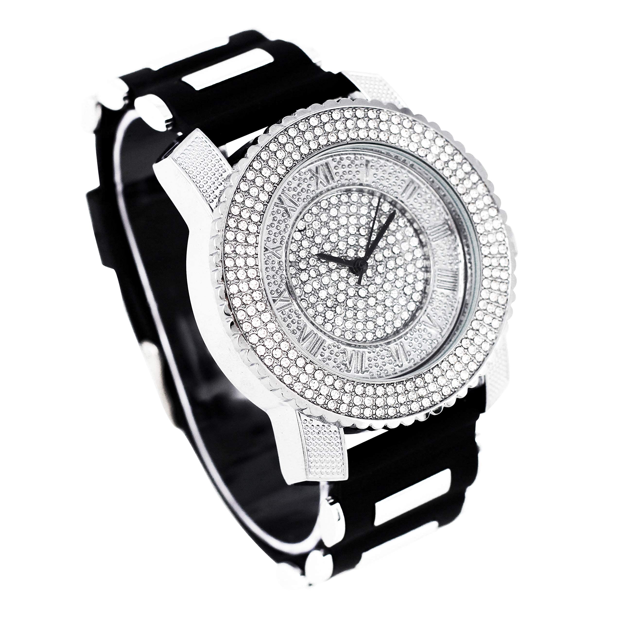 Techno Pave White Chronograph Watch Techno Pavé Stainless Steel Case Luxury Wristwatches for  main image 3