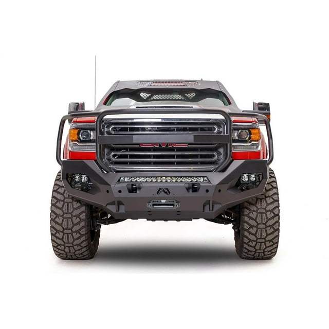Fab Fours Bumper GM15-X2850-1 Matrix Series; One Piece Design; Direct Fit; Mounting Hardware Included; With Grille Guard; With D-Ring Mounts; With Center 30 Inch Light Bar Mount