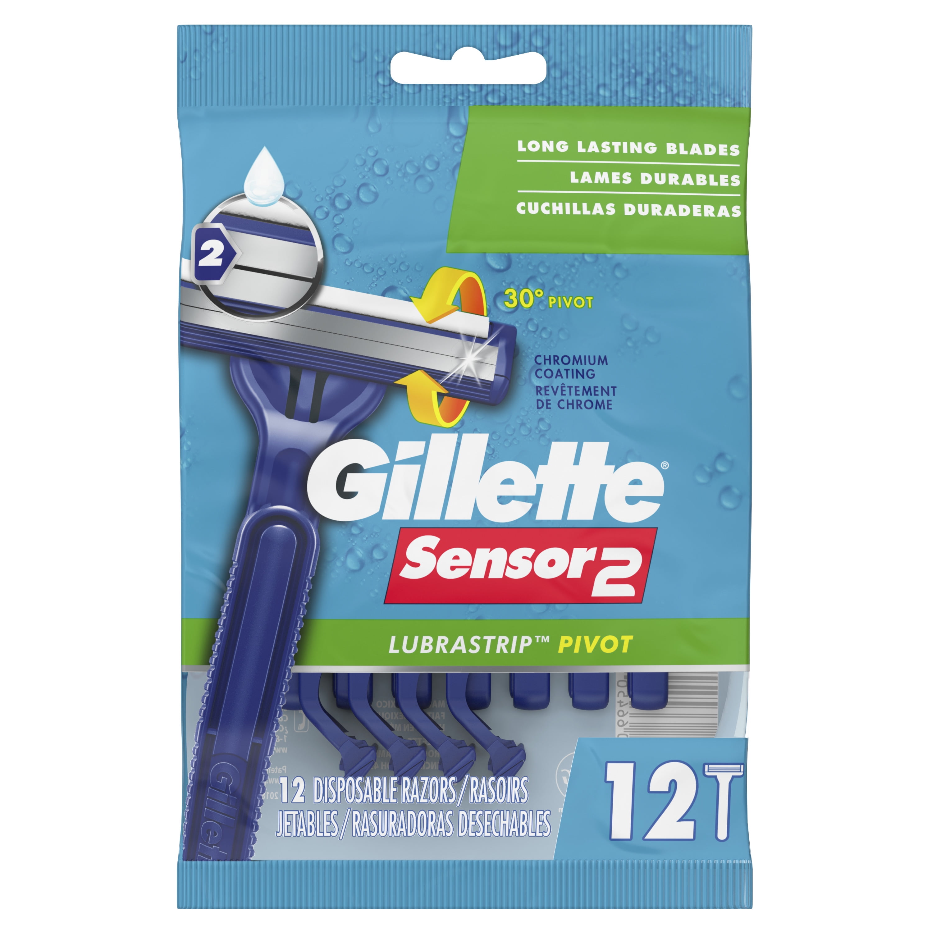 Gillette Sensor2 Pivoting Head Mens Disposable Razors, 12 ct Walmart