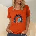 thumbnail image 2 of Dadaria Tee-Shirt pour Femmes Orange Manches Courtes Col Rond Hauts Été Chandail Blouses L, 2 of 5