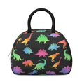 thumbnail image 2 of Dinosaur and Silhouette Black Pattern Insulated Lunch Bag,Leakproof Large Capacity Lunch Box for Work,Picnic or Travel,11.4 X 6.7 X 8.3 Inches, 2 of 6