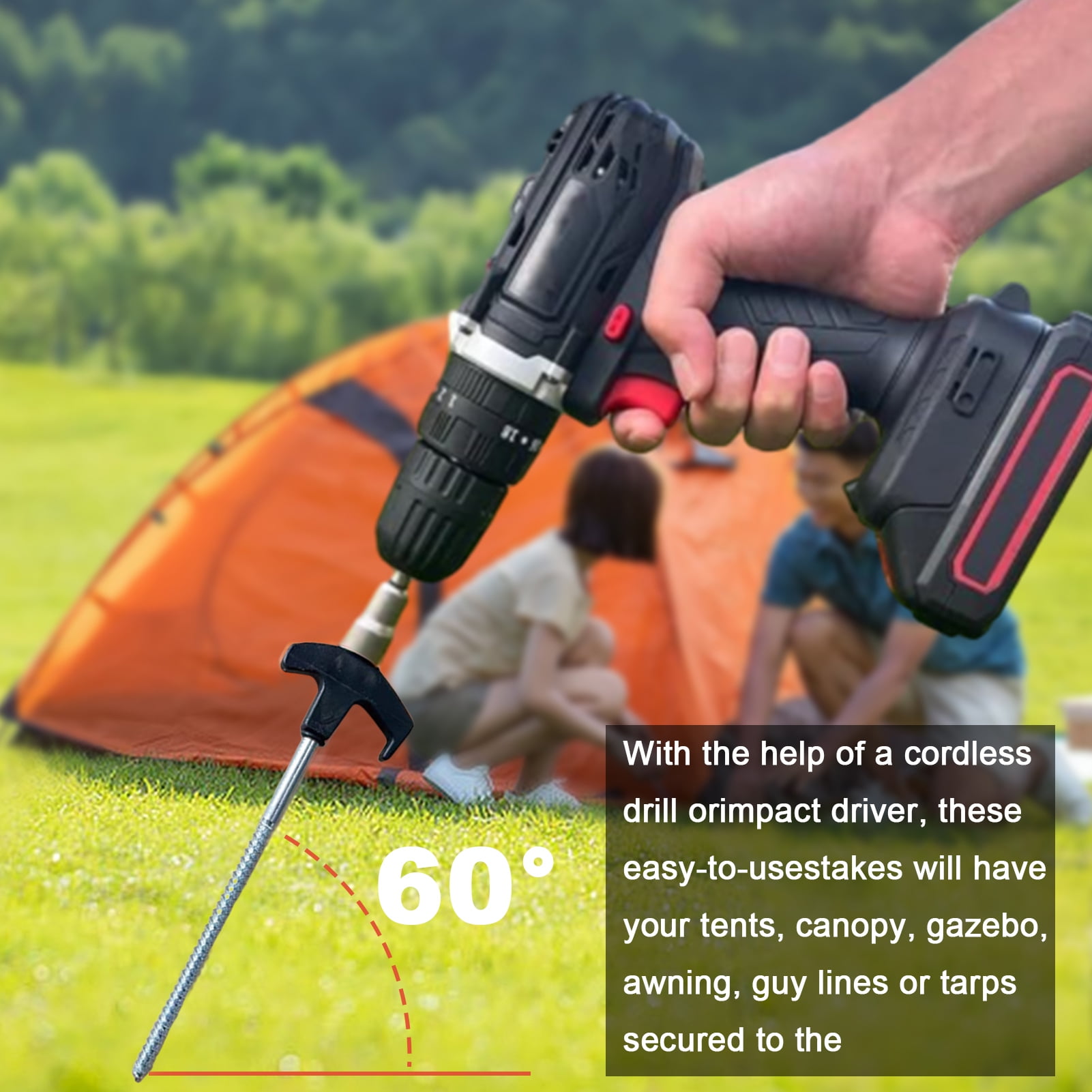 solautey 12 Pack Tent Stakes Heavy Duty - 8" Ground Anchors Screw in - Camping Stakes with Grow in The Dark Heads - Metal Threaded Tent Spikes with Mounting Sleeve and Storage Box