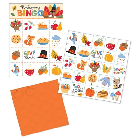 WAY TO CELEBRATE! Thanksgiving Colorful Classic Family Activity Bingo Sets, 29 Ct
