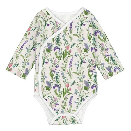 

Matuu Wisteria Flower for Baby Long-Sleeve Bodysuit Soft Cotton Comfortable and Breathable Perfect for Newborns and Infants