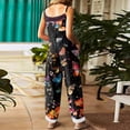 thumbnail image 6 of WTOBBY Women's Casual Loose Retro Jumpsuit with Butterfly Print, Cotton Linen Blend Fabric and Shoulder Straps for Comfortable Stylish Outfits,BlackL, 6 of 6