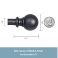 thumbnail image 3 of Kenney Wakefield Standard Steel Decorative Window Double Curtain Rod, 66-120" Adjustable Length, 5/8" Dia., Black, 3 of 5