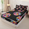 thumbnail image 2 of Manfei Soccer Sports Themed Zipper Queen Comforter Set with Fitted Sheet and 2 Pillowcases,Global Flag Zipper Bedding Set,Black,Black Reversible,4pcs, 2 of 8