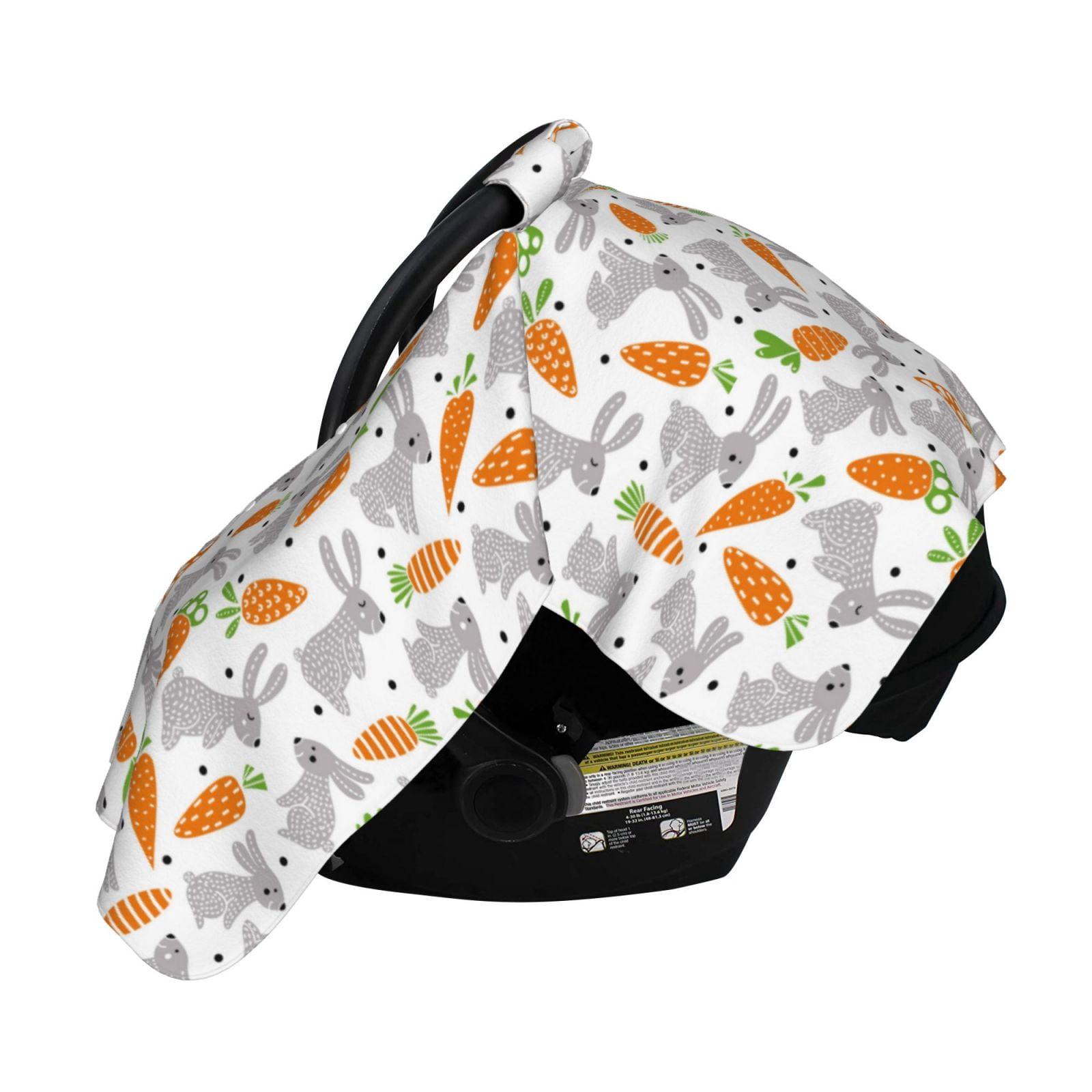 Naloa Cute Rabbit Baby Car Seat Cover, Breathable Baby Carrier Cover, Multiuse Baby Carrier Cover & Nursing Breastfeeding Cover