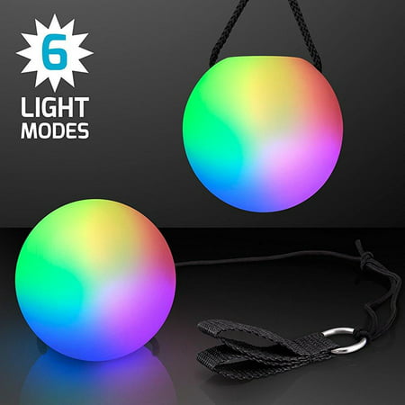led poi ball swirling light rave toy (set of 2)