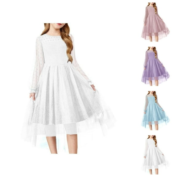 Dress for Girls Girls Formal Dresses Spring Long Sleeved Girls' Dress Mesh Princess Dress