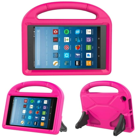 Amazon Kindle App For Ipad All-New Fire HD 8-inch 2018 2017 2016 Case, Allytech Light Weight Shock Proof Handle Kid Proof Cover Child Stand Case for Amazon Kindle Fire HD 8-inch Tablet (8th/ 7th/ 6th Generation) - Rose ()
