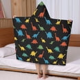 thumbnail image 5 of Colorful Dinosaurs Pattern Hooded Bath Towel，50"x30" for Ages 3 To 12 Kids, Quick Dry Lightweight Soft Microfiber Hood Beach Towel Cover Up for Kids, 5 of 7