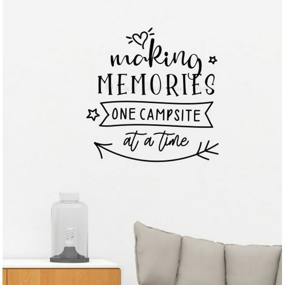 Making Memories One Campsite At A Time RV Decals - Vinyl Camper Decals - Decals for RV Trailers - RV Art Die-Cut Vinyl Graphics for RV - RV Camper Decals Sayings for Wall Decor, 23x23-Inch, Black