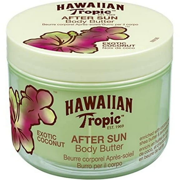 Hawaiian Tropic After Sun Lotion Moisturizer & Hydrating Body Butter with Coconut Oil, 12-Hour Moisturization, Exotic Coconut Scent - 8 Oz