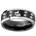 thumbnail image 2 of Tungsten Deer Hunting Tracks 8mm Brushed Black 2 Tone Beveled Edges Men Ring, 2 of 2