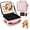 Pink, variant on Travel Makeup Bag with Light Up Mirror, Portable Makeup Bag with Led Light Women Waterproof Makeup Travel Case adjustable dividers Rechargeable Vanity Mirror with 3 Color Lights