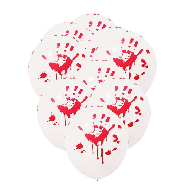 Juego de 24 globos de látex con huellas de manos sangrientas para Halloween, globos rojos horribles, suministros de decoración para fiestas
