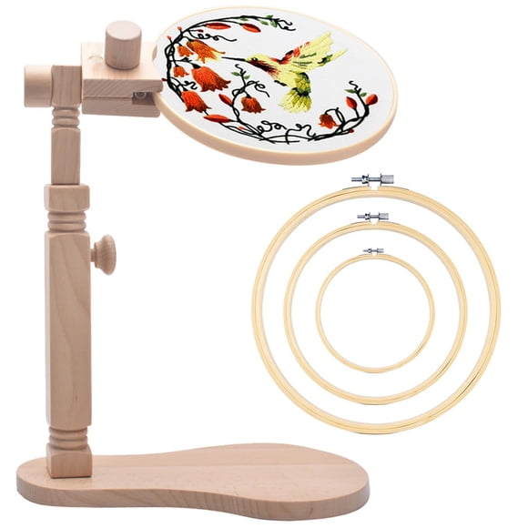 Soporte de aro para bordar TINDTOP de madera de haya con 3 aros para bordar