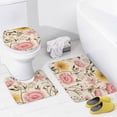 thumbnail image 4 of Light Pink And Amber Flowers 4 Piece Bathroom Rug Set with Shower Curtain with Non-Slip Rugs Toilet Lid Cover And Bath Mat Wild Flowers Botanical Summer Floral Durable and Waterproof, 4 of 8