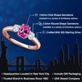 thumbnail image 2 of Gem Stone King 18K Rose Gold Plated Silver Pink Created Sapphire and Sky Blue Aquamarine Engagement Ring for Women | 1.24 Cttw | Oval 7X5MM | Gemstone September Birthstone | Size 9, 2 of 6