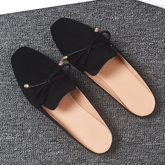 Vedolay Women's Flat Casual Shoes Slip On Loafers for Womens Leather Comfort Memory Foam Dress Shoes,Black 8