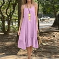thumbnail image 2 of Miluxas Women's Solid Ruffle Hem Spaghetti Strap Midi Dress Square Neck Loose Fit Cami Shift Dress Summer Flowy Beach Dress Lounge Wear Pink, 2 of 4
