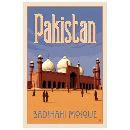 Badshahi Mosque - Pakistan - Vintage Travel Poster (8x12Inches(US/CANonly))