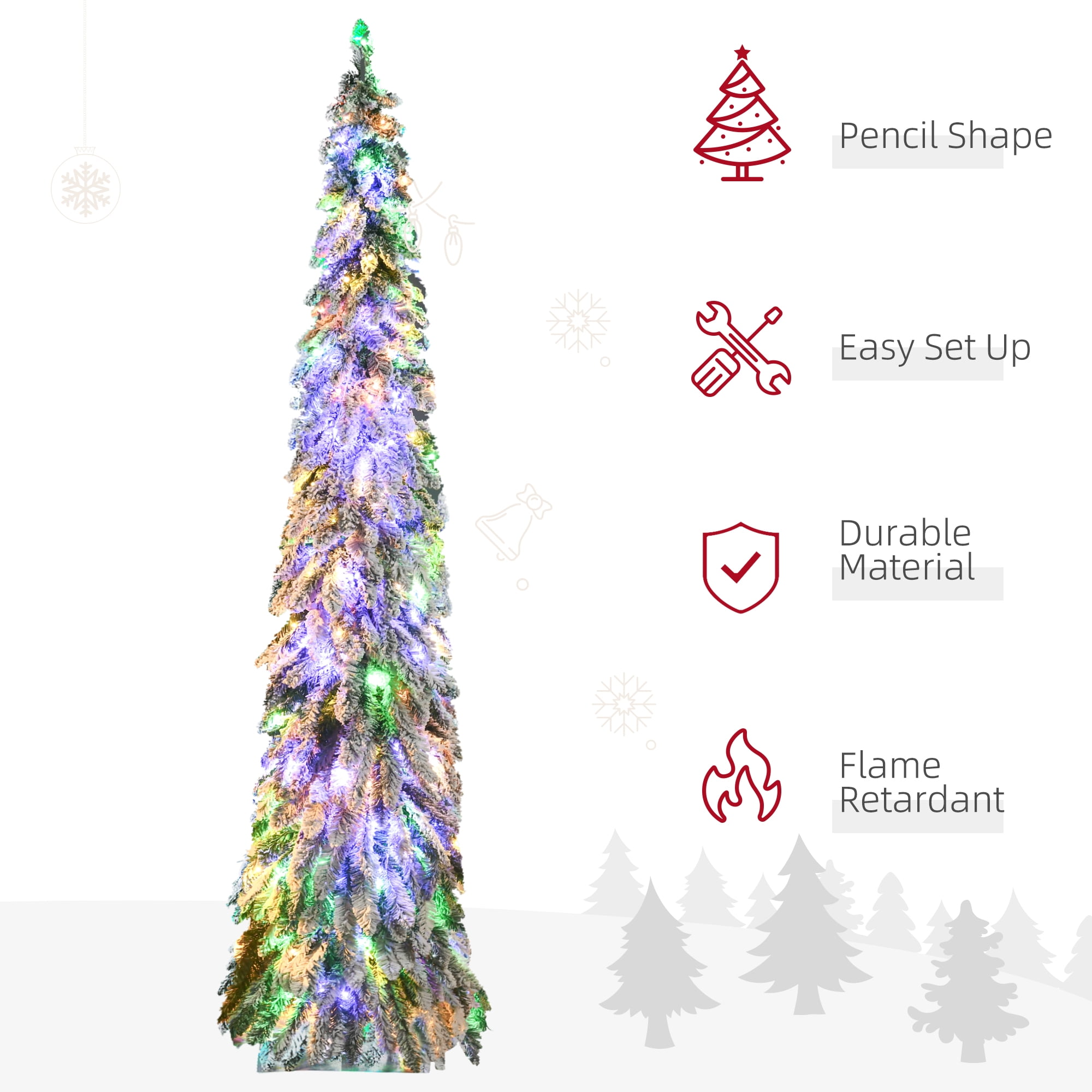 7ft Prelit Snow Flocked Christmas Tree with 350 LED Lights 534 Tips Easy Assembly Indoor Decor