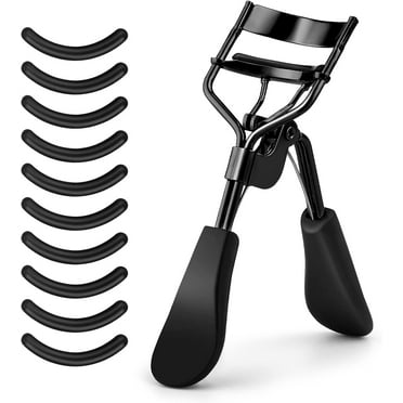 Professional Eyelash Curler, Lash Curler with 10 Extra Silicone Replacement Pads for Women Girls No Pinching or Pulling Fit All Eye Shapes (Glossy Black)