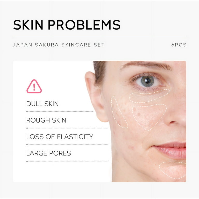 LAIKOU Sakura Skin Care Set, 6pcs: Serum, Moisturizer, Eye