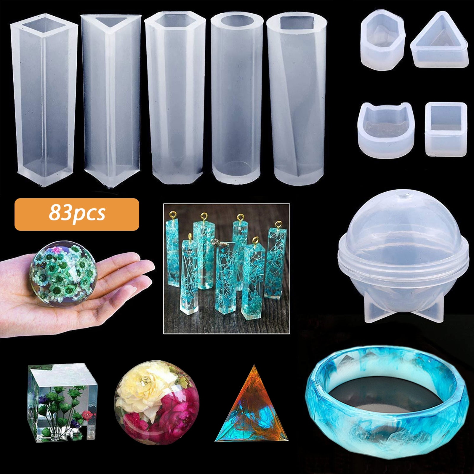 Resin Silicone Molds TSV 83 Pcs DIY Jewelry Casting Molds Tools Set