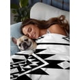 thumbnail image 3 of White Black Boho Twim XL Size Flat Sheet, Wrinkleproof & Fadeproof Cooling Flat Bed Sheet Only, Southwest Ethnic Abstract Geometric Breathable Soft Bedding Top Sheets 66 x 102 Inches, 3 of 8