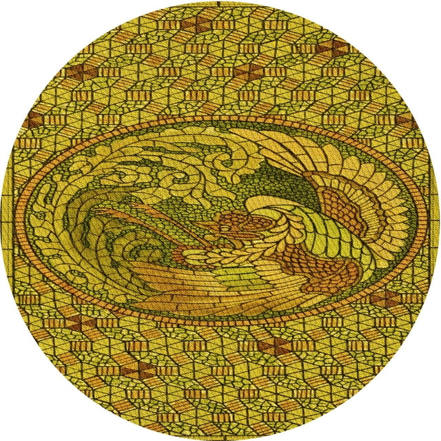 Ahgly Company Machine Washable Indoor Round Transitional Dark Bronze Brown Area Rugs, 3' Round