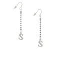 thumbnail image 2 of Delight Jewelry Silvertone Large Initial - S - Silver-tone Long Sparkle Dangle French Earrings, 2 of 4