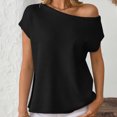 thumbnail image 2 of Sevevn Women's Off The Shoulder Sweater Tops Summer Short Sleeve Knit Casual Shirt 2025 Trendy Going Out Tops, 2 of 7