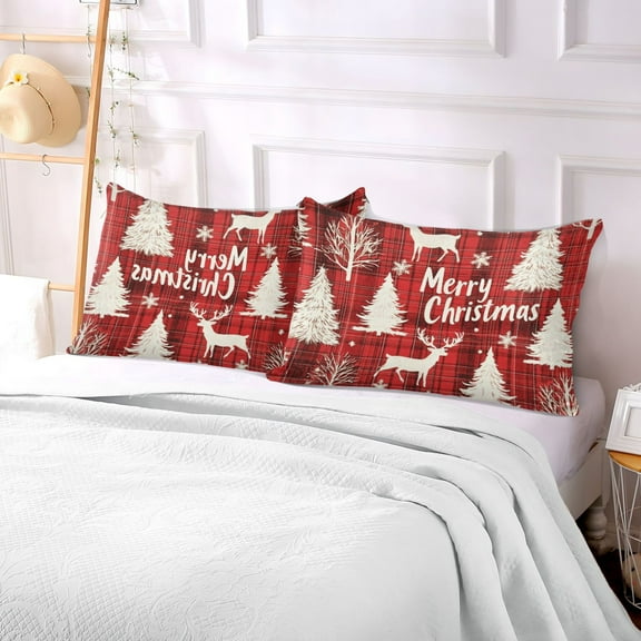 Pillow Case Plush Pillow Merry Christmas Tree and Reindeer Case standard size/King size/Queen size Bed Pillow Pillowcases
