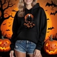 thumbnail image 2 of yoeyez Oversized Hoodies for Women Graphic Fall Fashion Pullover Skull Print Halloween Hooded Sweatshirts with Kangaroo Pockets Black,L, 2 of 7