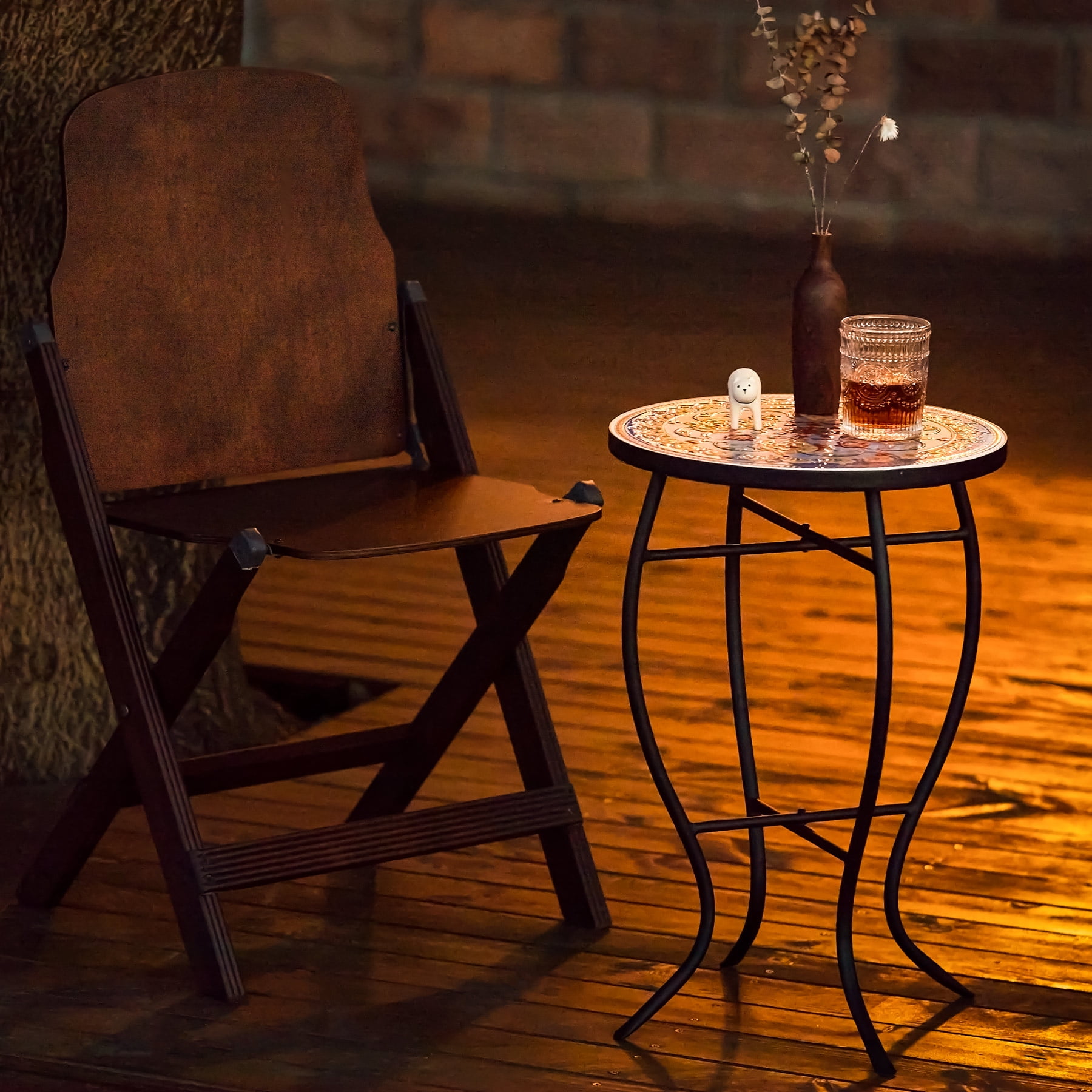 Crestridge steel outdoor patio 2024 side table with tile top
