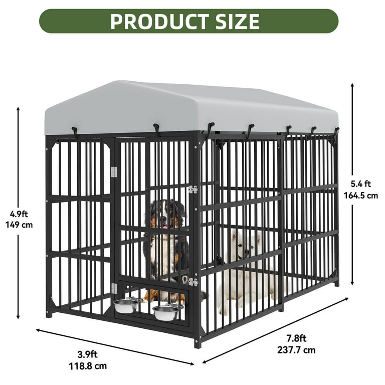 Uforic Outdoor Dog Kennel with Roof,Heavy Duty Dog Cage with