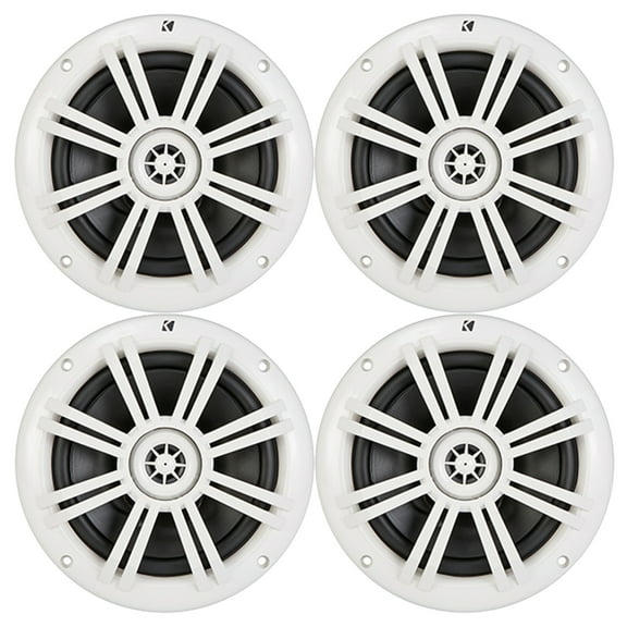 2 Pairs (QTY 4) of Kicker 6.5" 2-Way 150 Watts Peak Power OEM Marine Coaxial White Speakers (Factory Reconditioned)