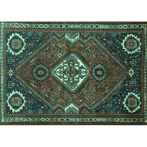 Ahgly Company Indoor Rectangle Persian Turquoise Blue Traditional Area Rugs, 3' x 5'