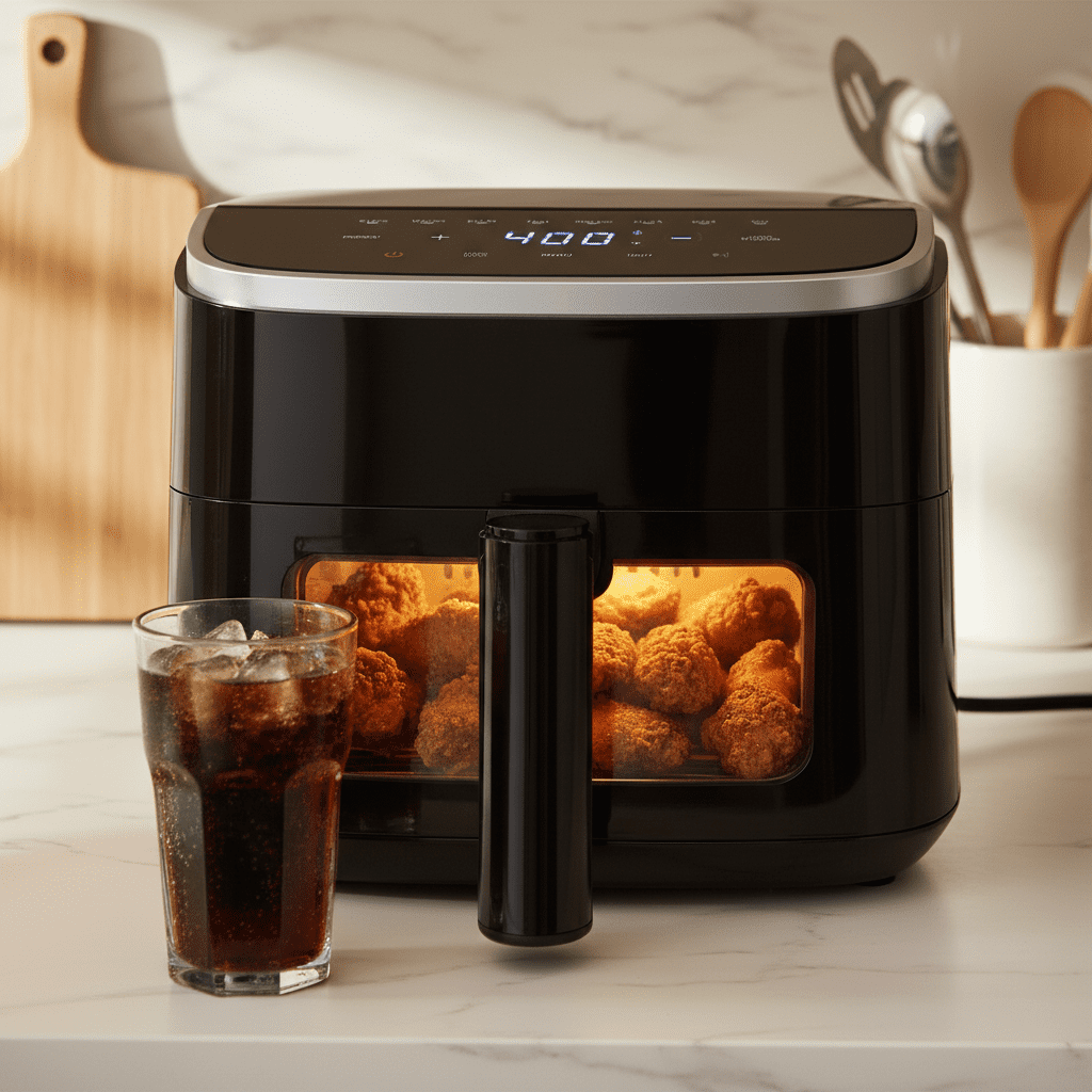Haysky 4 QT Air fryer with Digital Touchscreen, Compact Rapid Air Cooker with View Window & 8 Presets & Timer, Nonstick Dishwasher-Safe Parts, Balck