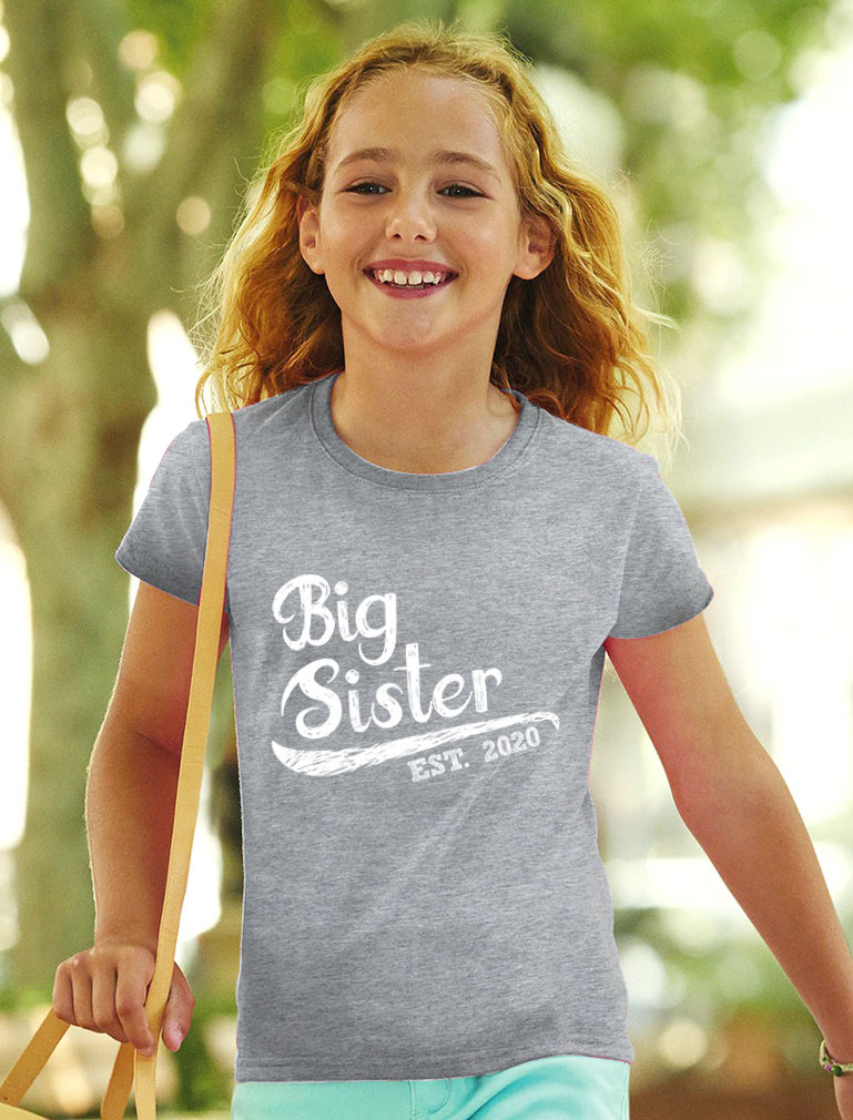 Tstars Girls Big Sister Shirt Big Sister Est 2021 Lovely Best Sister Cute B Day Gifts for Sister Birthday Graphic Tee Sibling Gift Funny Sis Girls Fitted Kids Short Sleeve Child T Shirt - image 4 of 6