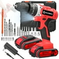 thumbnail image 1 of Mistaha 21V Cordless Electric Drill Set with Impact Driver and Screwdriver Function, Adjustable Torque, Dual Speed, LED Light, Rechargeable Lithium Battery - Red, 1 of 7
