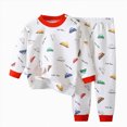 thumbnail image 5 of NOLDARES Outfit Set for Toddler Boys Long Sleeve Print Crewneck Cotton Tee Elastic Waist Pants 2 Piece Fall Winter Clothes Size:3-4 Y,White, 5 of 5